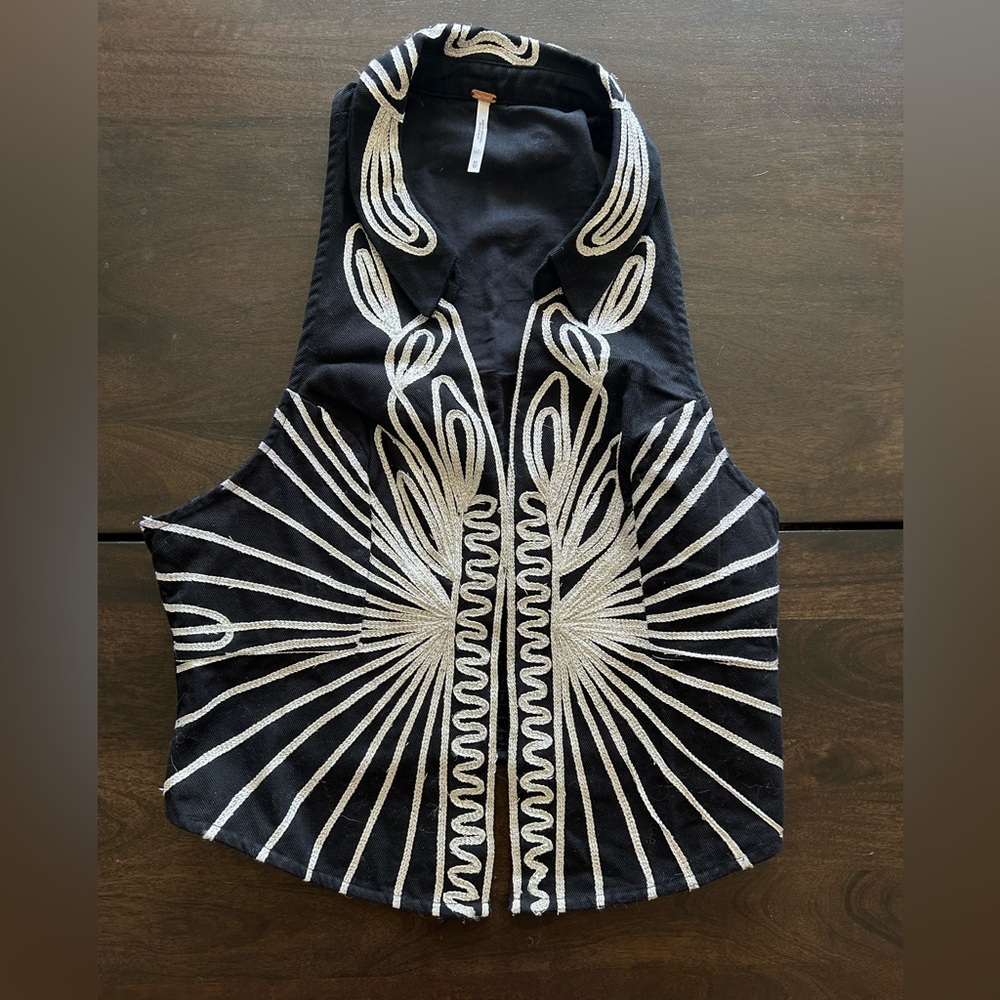Free People Western Embroidered Vest